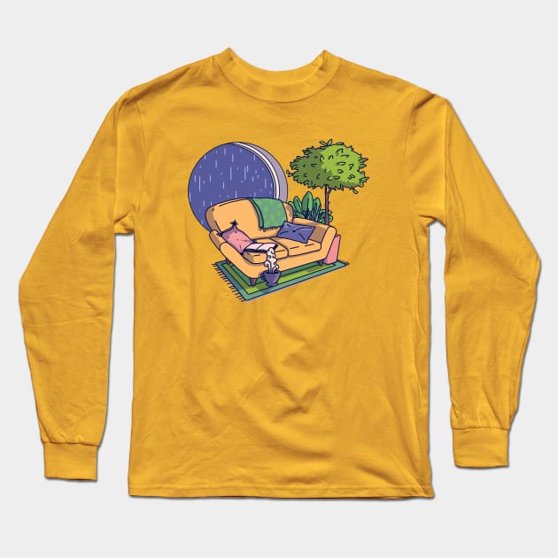 Cozy Couch Long Sleeve T-Shirt by Ginkgo Whale